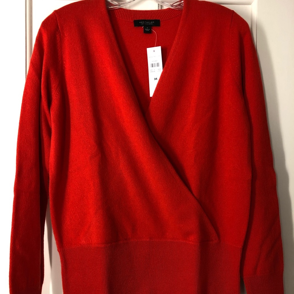 Ann Taylor 100% Cashmere Crossover Sweater 494196
